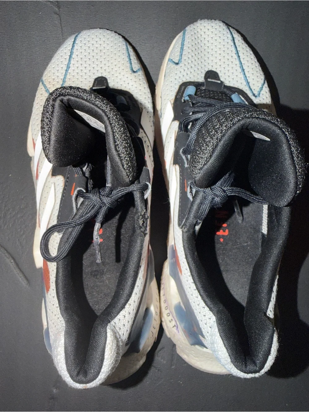 adidas White, Black & Coral Mesh Athletic Sneakers